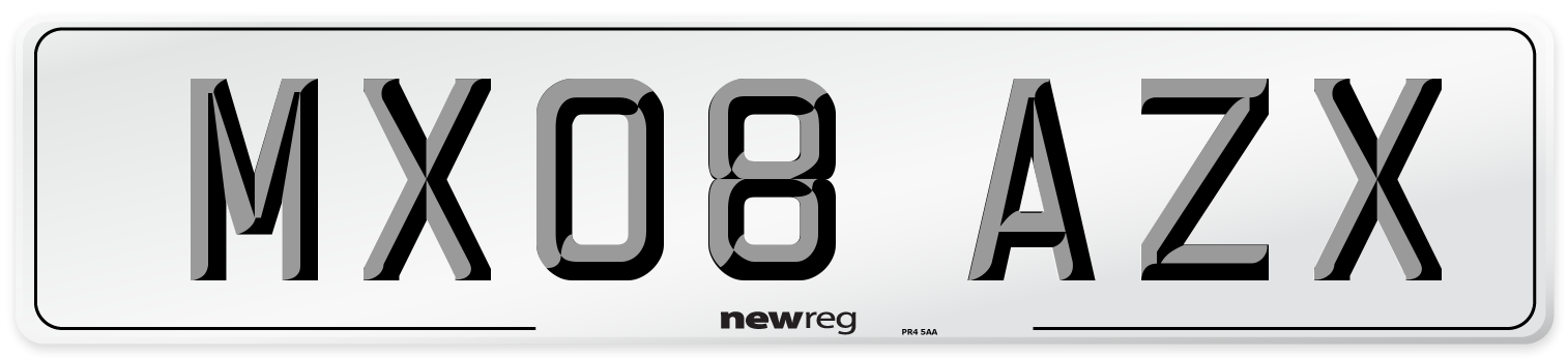 MX08 AZX Number Plate from New Reg